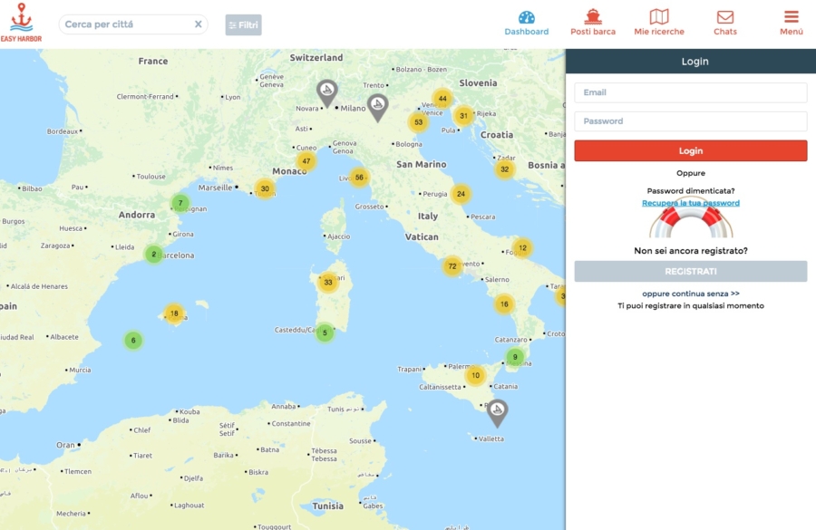 Trovare un posto barca disponibile  con Easy Harbor è facilissimo
