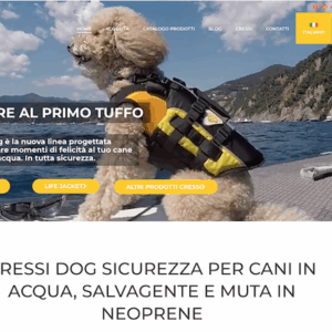 Sissy, la modella a quattro zampe si tuffa  per lanciare la linea di mute e jacket per cani