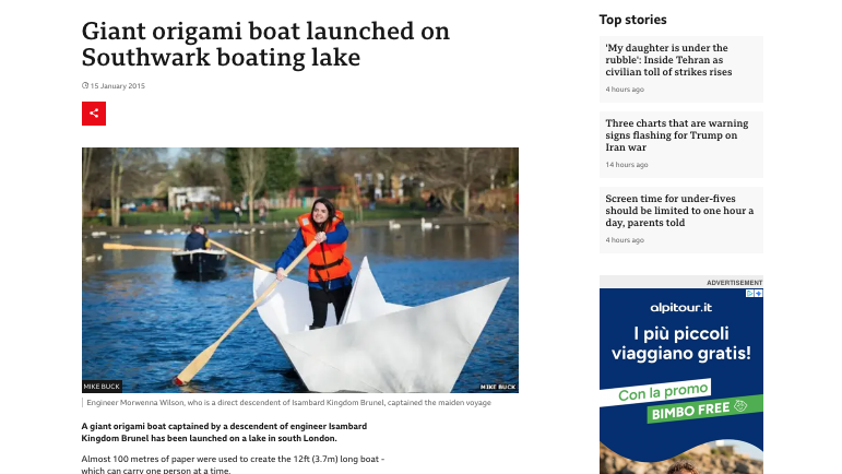 Barchetta di carta? C'è chi dopo averla  costruita ci ha addirittura navigato